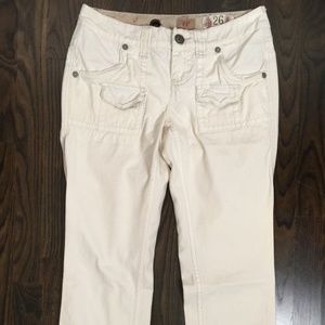 FREE PEOPLE Cream Cropped Pants Utility Pocket